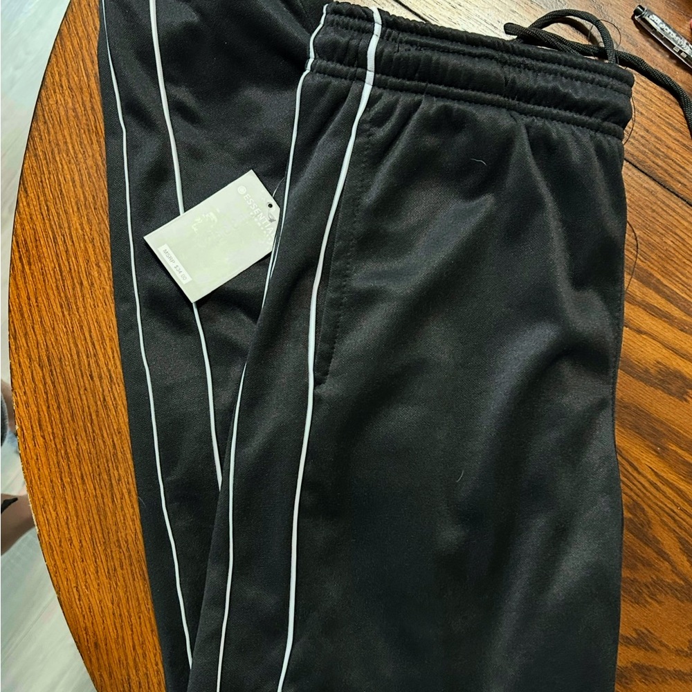 Black Track Pants with White Stripes